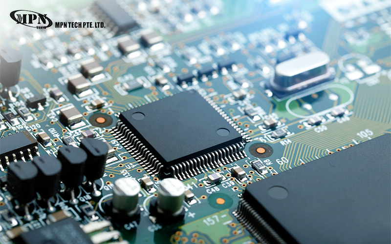 Close-up of a high-precision printed circuit board prototype.