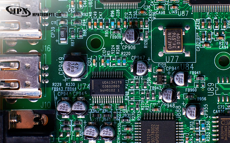 MPN Tech circuit board with various mounted electronic components.