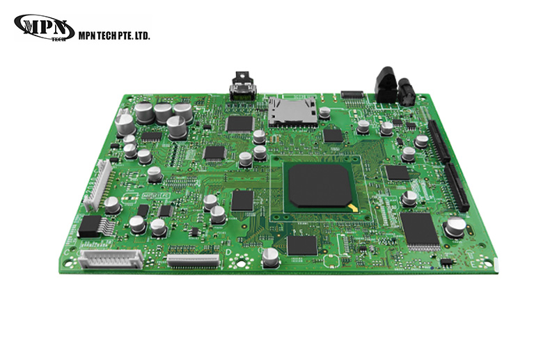 Fully assembled PCB ready for industrial electronic applications.
