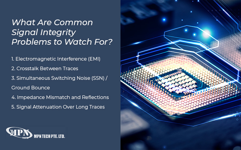 Infographic of signal integrity issues with circuit image
