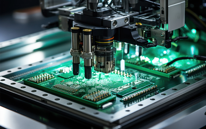 automated smt machine assembling components on pcb circuit board
