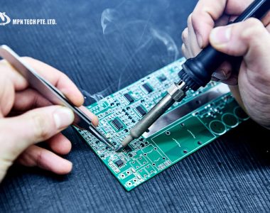 person assembling PCB